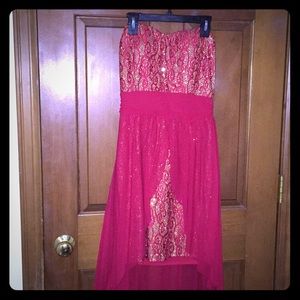 High-low strapless dress